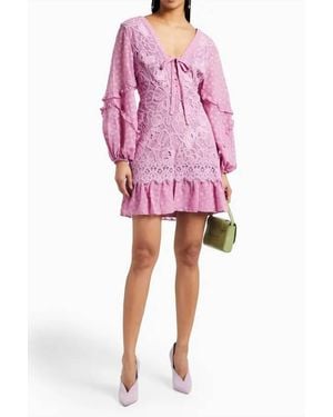 Alexis Malicha Crocheted Lace And Fil Coupé Georgette Mini Dress - Pink