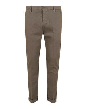 Dondup Low-Rise Stretch Cotton Pants With Tailored Fit - Gray