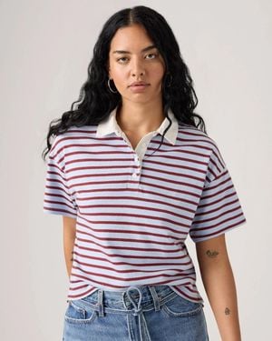 Levi's Aries Rugby Polo Shirt Striped Cotton Relaxed Fit Pal143 - Red