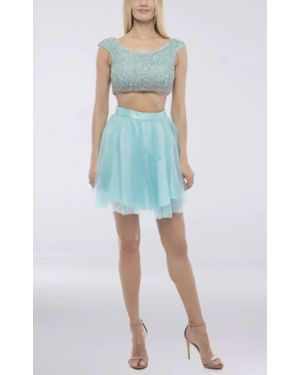 Terani 2Pc Skirt With Beaded Top - Blue