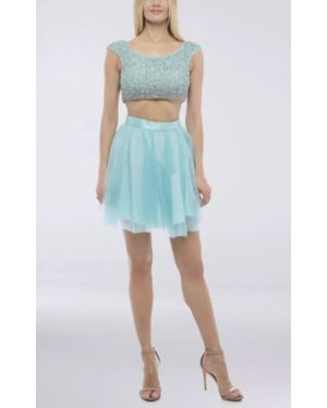 Terani 2Pc Skirt With Beaded Top - Blue
