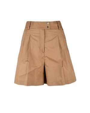 Herno Cotton Elastane High Waist Bermuda Shorts - Natural