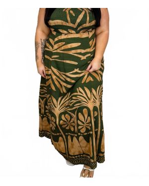 AAKAA Looking Out Across The Sea Rayon Blend Maxi Dress - Green