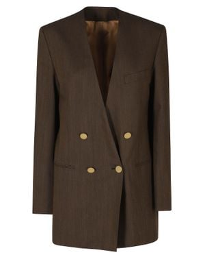 Alberta Ferretti Tailoring Buttons Viscose-Blend Blazer - Brown