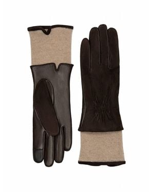 Carolina Amato Suede Back Touch Tech Gloves - Black