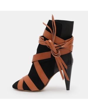 Isabel Marant Leather And Suede Mid Calf Boots - Black