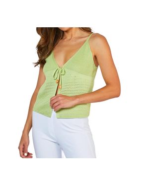 French Kyss Spaghetti Strap Detail Tank Top - Green