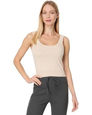 Eberjey Tank Top Oat Square Neck Pullover Cropped Active Gbo2325 - Gray