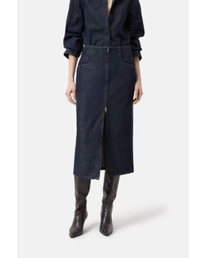 Closed Denim Skirt With Zip - Blue