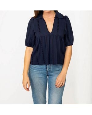 Cameo Retro Collar Blouse - Blue