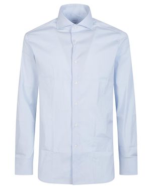 Orian Long Sleeve Super Slim Cotton Shirt - Blue