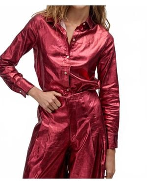 Lanhtropy San Marino Metallic Linen Shirt - Red