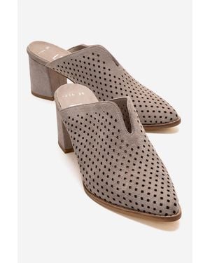 Forever & Always Shoes Toen Leather Block Heel Mule - Multicolor