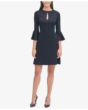 Tommy Hilfiger Bell Sleeve Jacquard Dress - Blue