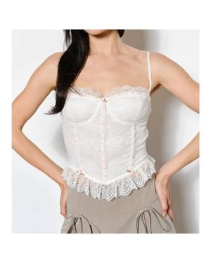 Pretty Garbage Serena Lace Bustier Top - White