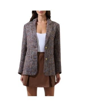 Sugarlips Serah Margaret Tweed Oversized Blazer - Gray