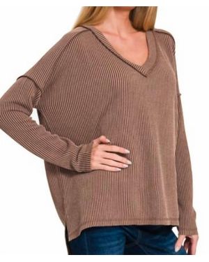 Zenana Everyone's Favorite Ribbed Top - Brown
