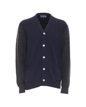 Comme des Garçons Comme Des Garcons Homme 2009 Wool Blend 2-Tone Cardigan Sweater L - Blue