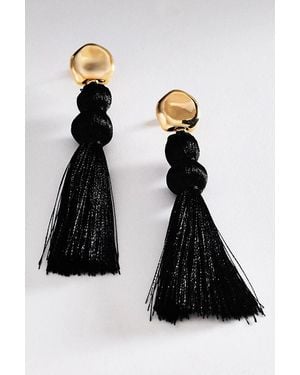 By Anthropologie Tassel Drop Earrings - Black