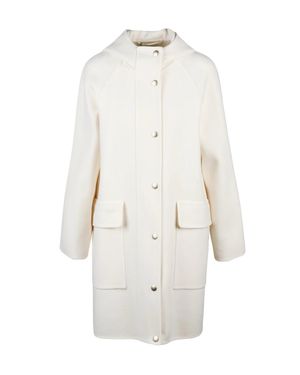 Eleventy Wool Coat With Raglan Sleeves And Flap Pockets - White