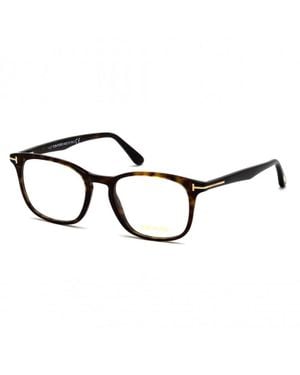 Tom Ford Eyeglasses Square Full Rim, Havana Frame And Clear Demo Lenses Lens Ft5505053 - Black