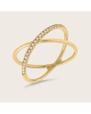 Pajure 14K Pavé Lab Grown Diamond X Ring - Metallic