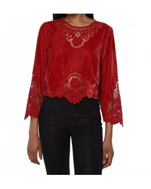 LOVE THE LABEL Alina Velvet Top - Red