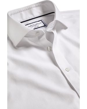 Charles Tyrwhitt Non-Iron Clifton Weave Cutaway Slim Fit Shirt Single Cuff - White