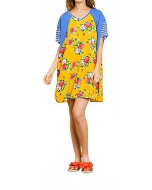 Umgee Striped & Floral Pocket Dress - Yellow