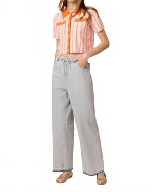 Line & Dot Rheba Stripe Sweater Top - Gray