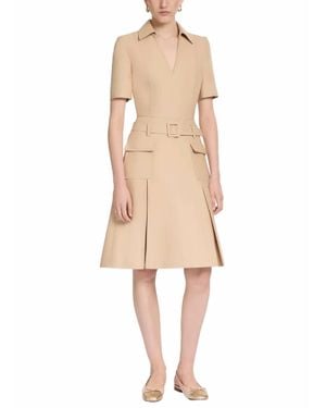 Elie Saab Gabardine Midi Dress - Natural