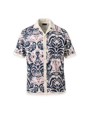 Paul Fredrick Linen Blend Button Front Camp - Gray
