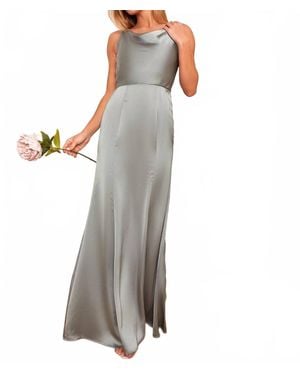 Chi Chi London Cowl Neck Satin Maxi Dress - White