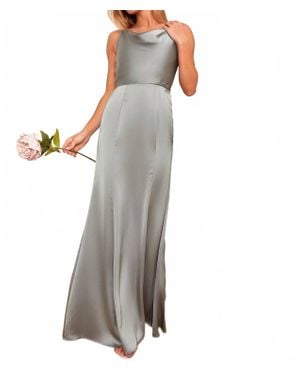 Chi Chi London Cowl Neck Satin Maxi Dress - White
