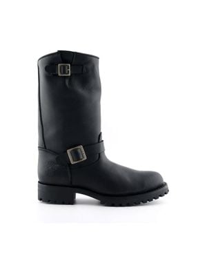 Grinders Western Combat Leather Boots- Wild One - Black