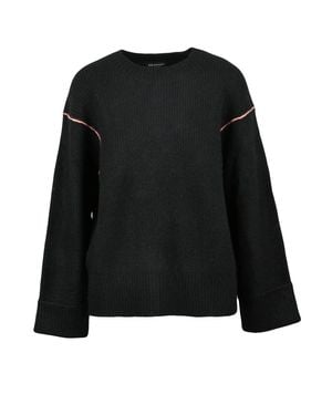ARMANI EXCHANGE Ribbed Knit Sweater With Contrasting Stitching - Black