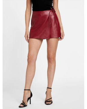 Guess Aura Faux-Leather Skort - Red