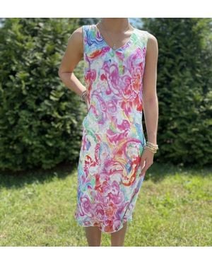 Charlie b Watercolor Floral Cotton Midi Dress - Green