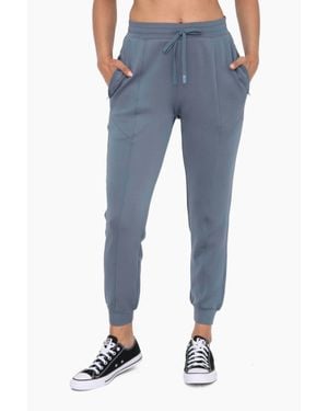 Mono B Cuffed Sweatpants With Zippered Pockets - Blue