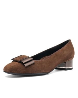 Ara Garnet Bow Block Heel Pump - Brown
