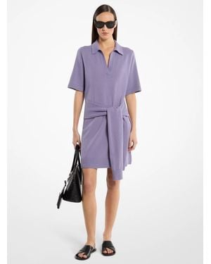 Michael Kors Cashmere Tie-Front Polo Dress - Purple