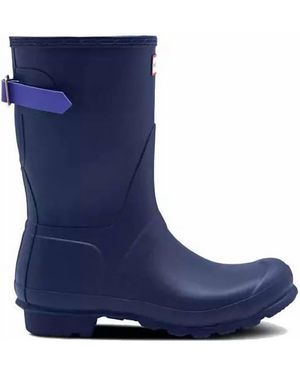 HUNTER Original Short Back Adjustable Rain Boot - Blue