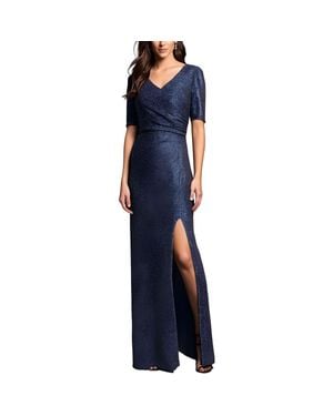 Alex Evenings Petites Metallic Nylon Evening Dress - Blue