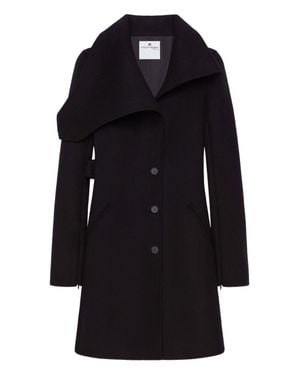 Courreges Asymmetric Collar Tailored Coat With Concealed Buttons - Black