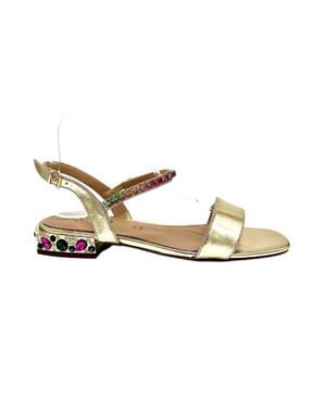 Exe' Nina Flat Strappy Sandals - Metallic