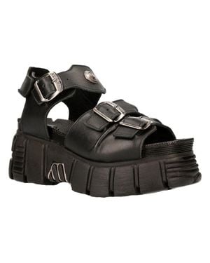 New Rock Metallic Punk Sandal Boots- M-Bios101-C2 - Black