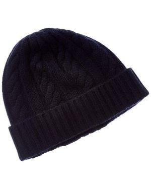 Brodie Cashmere Chunky Cable Pom Pom Cashmere Hat - Blue