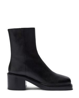 Aeyde Minimalist Calf Leather Boots With Square Toe - Black
