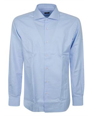 Barba Napoli Long-Sleeve Textured Cotton Shirt - Blue