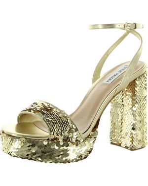 Steve Madden Lessa S Sequined Ankle Strap Platform Sandals - Natural